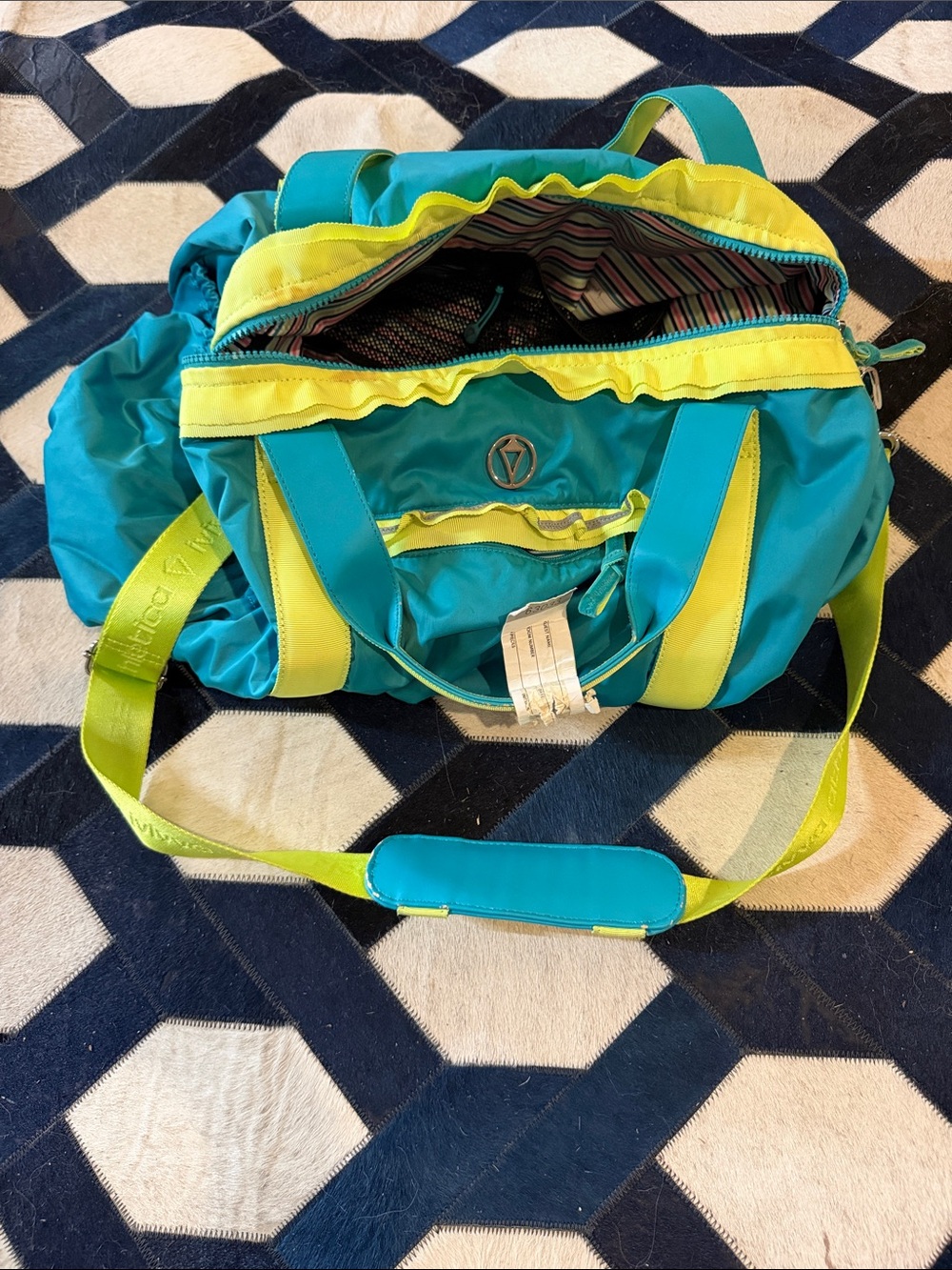 Ivivva Teal and Lime Travel Duffel Bag